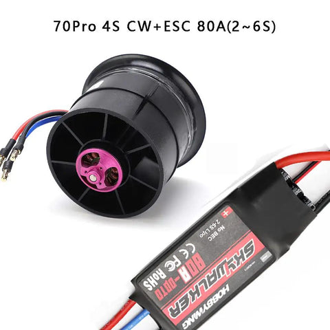 CCW 70mm Pro EDF Ducted Fan for RC Jet with ESC 80A 2S to 6S balance tested dual engine design