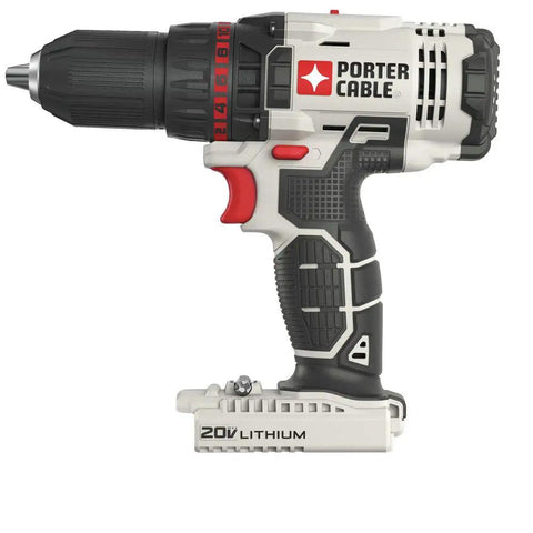Top Shelf 20V Max Cordless Drill And Reciprocating Saw Combo Kit With High Speed Drive And All Metal Gearbox showing 20V lithium drill side view.