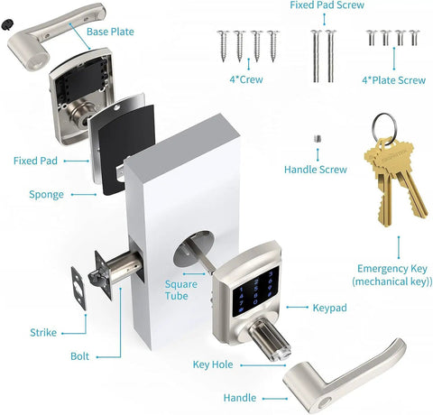 Top Shelf Touchscreen Keyless Entry Door Lock With Blue Backlit Keypad And Satin Nickel Finish For No Sweat Front Door Security Setup And Digital Smart Backup