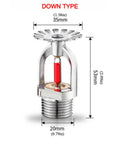 Top Notch Quick Response Fire Sprinkler Heads 6 Pack Half Inch Standard Thread 155 Degree Activation Polished Chrome Copper Alloy With Wrench For Home And Garage No Fuss Setup sprinkler head with red glass bulb and down type design.