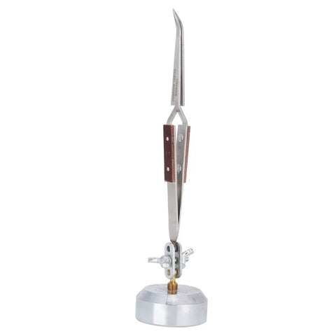 Ultimate Third Hand With Curved Tweezers For Jewelry Welding Electronics Repair Craft Projects 360 Degree Rotating tool with metal base.
