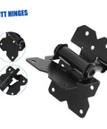 Pro Grade And Tough As Nails Heavy Duty Stainless Steel Gate Hinges Pair For Barn Doors Wooden Fences And Shed Cabinets, black butt hinge close-up.