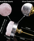 Rose Quartz Drawer Knobs Set Of 4 With Silver-Plated Edge Pink Stone Cabinet Knob Handles For Kitchen Wardrobe Cupboard