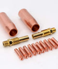 MIG Welding Kit 0.035 Inch For Tweco Lincoln 100L Torch With M3 Tip Gas Diffuser Nozzle And Brass Consumables, CNC machined parts displayed