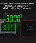 Top Tier Magnetic Digital Angle Finder And Protractor Inclinometer With Bright Backlit Screen showing precise angle readings of -30.00 degrees.