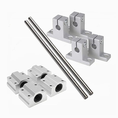 8x200mm Linear Rail Shaft Kit 2Pcs With 4 Guide Supports And 4 SC8UU Ball Bearing Slides For Smooth Precise Optical Axis Motion Ideal For CNC Machines 3D Printers And DIY Linear Motion Projects