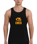 Men's Check Engine Mechanic Workout Tank Top, Black Sleeveless Gym Shirt with engine graphic, perfect for workouts.