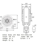 Technical diagram of Magnetic Powder Brake With Base Mount, Adjustable Torque For Precise Stops, Model FZ-K-10KG-3-DZ.