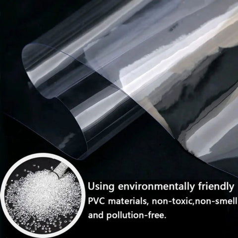 Heavy Duty Transparent Roof Tarp For Quick Fix And Emergency Leak Coverage Tear Resistant Tarpaulin Waterproof Cover For Leaky Roof Clear Outdoor Tarp 1.6 By 3.0 Meters 5 By 10 Feet showing PVC material