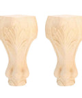Rubber Wood Furniture Legs With Carved Pattern For Sofa Coffee Table Cabinet TV Stand in natural finish