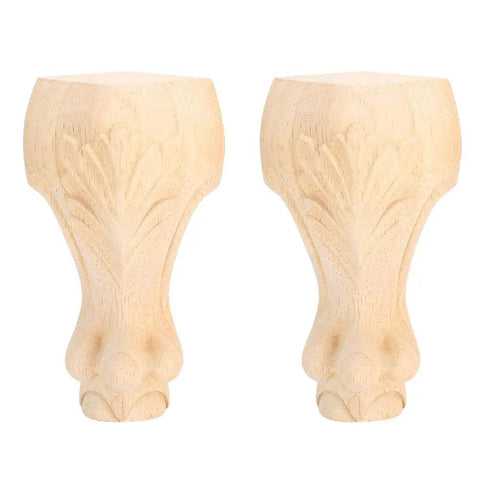 Rubber Wood Furniture Legs With Carved Pattern For Sofa Coffee Table Cabinet TV Stand in natural finish