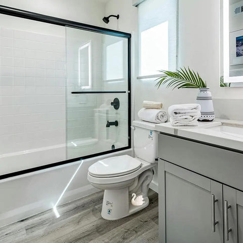 Totally Spiff Up Your Powder Room With These Decorative Ceramic Toilet Bolt Covers Featuring Chic Swan Screw Caps For A Fresh Vibe And Zero Stress Hardware Refresh in modern bathroom setting.