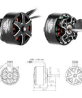 3625 Size Brushless Motor 2250KV Outer Rotor for 1/10 RC Crawlers, dual motor views with detailed schematic