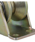 Close-up of Badass 2 Inch V Groove Steel Caster Wheel For Sliding Gate And Industrial Carts, highlighting the steel construction.