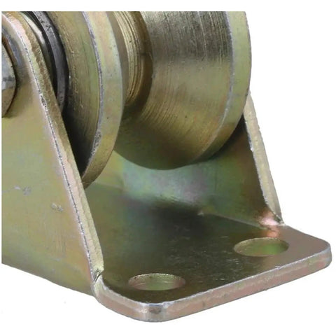 Close-up of Badass 2 Inch V Groove Steel Caster Wheel For Sliding Gate And Industrial Carts, highlighting the steel construction.