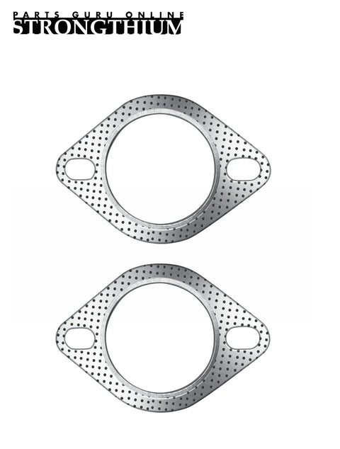 Front view: Strongthium 2.5-inch exhaust gasket 2-pack for muffler flange, high-temperature metal.