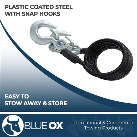Heavy Duty Tow Safety Cable Kit 10000 Lb Rating Seven Foot Length Prevents Accidental Disconnection And Secures Towing Built Tough