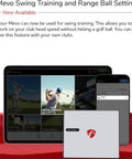Pro Grade X3C Golf Launch Monitor Bundle With 50 Plus Data Parameters showing swing training on tablet and phone with monitor.