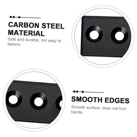 Close-up of Solid Barn Door Track Repair Mending Plates Set Easy Install Track Bracket Connectors with carbon steel and smooth edges.