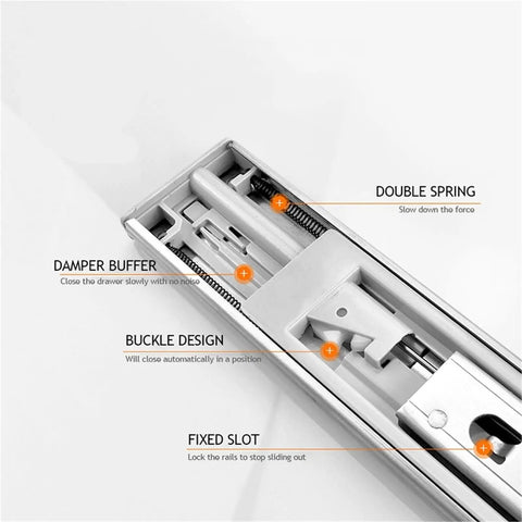 Heavy Duty Stainless Steel Drawer Slides With Soft Close Built To Last 10 To 22 Inch Extension internal details view