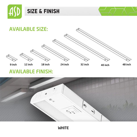 Lit 9 Inch Under Cabinet LED Lights With Dimmable Brightness Plug In Or Hardwired Install 3 Color Temperatures, 4 Pack, White Finish