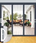 Full Replacement Patio Sliding Door Handle Set With Mortise Lock And Key Cylinder, White Finish, installed on patio door