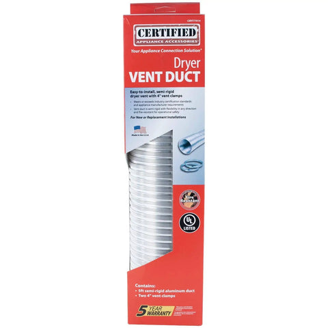 Box packaging of Electric Dryer Vent Kit With 5 Foot SemiRigid Aluminum Duct And 6 Foot 4 Wire 30 Amp Power Cord UL Listed ETL Certified