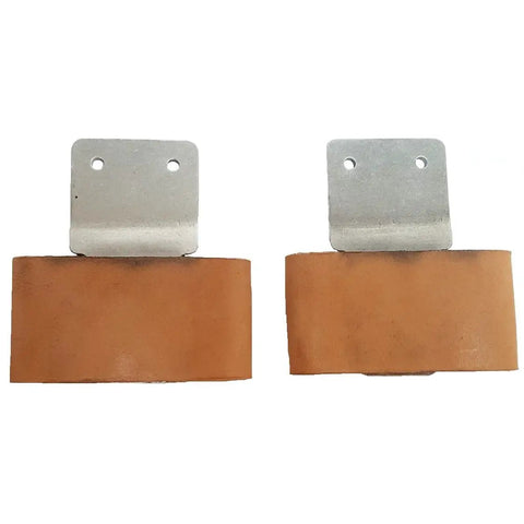 Leather Wrapped 2-1/2 Inch Western Saddle Stirrups Set With Vertical Post Aluminum Posts And Stainless Steel Slides, front view