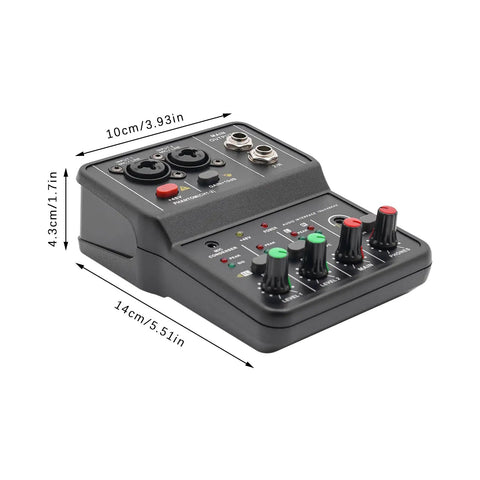 Two Channel DJ Mixer For Laptop Tablet And Phone With 16Bit 48KHz Audio Resolution Portable Pro Mixing Console