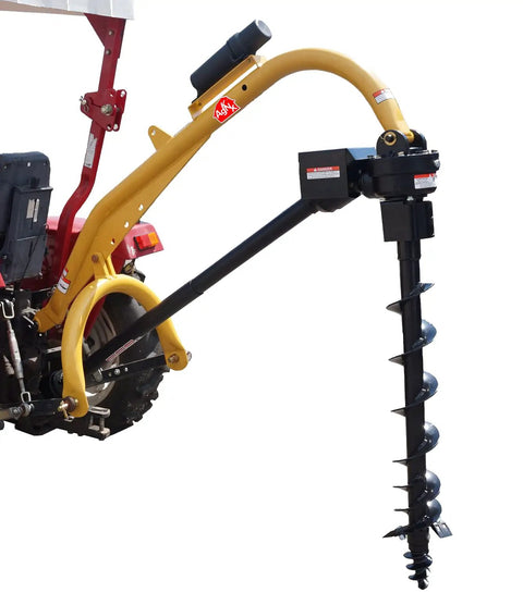 Heavy Duty 3 Point Post Hole Digger for Cat 1 and Cat 2 Tractors with 9 Inch Auger, Steel Boom, Attached to Tractor