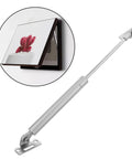 Beefed Up Heavy Duty Cabinet Hinge With Hydraulic Gas Spring Lift Assist next to lid supporting frame