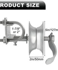 Side view of 2 Pack Sliding Gate Rollers With Bracket, 5 Inch Track Roller Kit For 1 5 Eighth Inch Gate Frames, Galvanized Steel