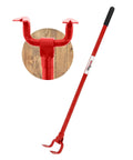 Heavy Duty 44 Inch Steel Deck Pry Bar With Dual Claw Heads No Kneeling Back Saving Non Slip Handle Red Demolition Tool shown