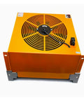 Plate Fin Heat Exchanger Fan For Hydraulic Press Machine 150 L Per Minute Air Cooled Oil Radiator Cooler Rapid Temperature Drop Yellow 24 Volt Beast Mode Cooling
