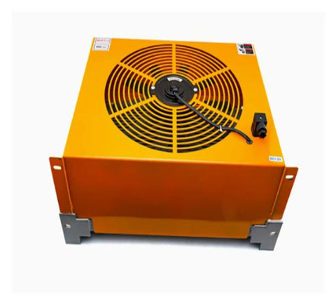 Plate Fin Heat Exchanger Fan For Hydraulic Press Machine 150 L Per Minute Air Cooled Oil Radiator Cooler Rapid Temperature Drop Yellow 24 Volt Beast Mode Cooling