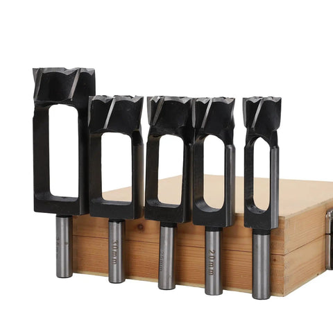 Top Shelf Wood Plug Cutters Set Gonna Make Your DIY Projects Dead Easy With Five Pro Grade Drill Bits 15 to 35mm in carbon steel.