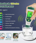5 In 1 Water Tester With LCD Backlit For pH TDS EC Salt And Temperature Readings Digital Meter measuring TDS in water