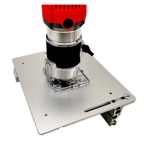 Shop Grade Aluminum Router Table Insert Plates delivering a beefed up build with integrated miter and tenon gauges on router.