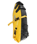 Durable 13L Bikepacking Bag For Long Rides With Large Capacity Yellow And Black Exterior Built To Last Buckles And Waterproof Material