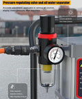 Gutsy Pneumatic Air Grease Pump For 20 Liter Oil Drum displaying pressure regulating valve and oil water separator features.
