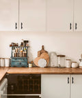 Kitchen with 25 Pack 5 Inch Length Matte Black Cabinet Pulls With Round Base For Kitchen Cabinets And Drawers, 3 Inch Hole Center