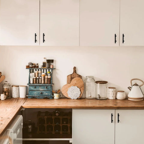 Kitchen with 20 Pack 5 Inch Cabinet Pulls With Round Base Matte Black Drawer Handles For Kitchen Cupboards And Cabinets