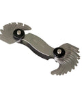 Made In USA Screw Pitch Gauge With 28 Blades For 4 To 80 TPI English Thread Gage Tool Precision Steel Thread Measuring Tool For Machinery Automotive And General Fasteners Identification showing folded blades with metal casing