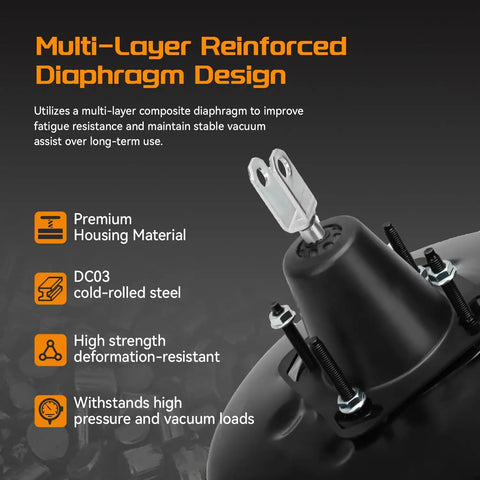 Heavy Duty Vacuum Power Brake Booster For Ford Edge And Lincoln MKX 2011 To 2015 showing multi-layer diaphragm design.