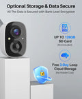 2K Battery Powered Wireless Security Camera for Indoor Outdoor Use With AI Motion Detection, Color Night Vision, IP66 Weatherproof shown on pedestal.