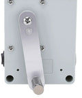 Hand Crank Generator With Adjustable Cob Led Light Portable Usb Charger For Emergency Prep Reliable Survival Power Bank close-up of aluminum handle and casing.