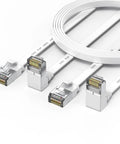 Right Angle Cat6 Ethernet Cable Flat 3Ft Short Patch Cable 90 Degree Up Angle For Tight Spaces 10Gbps High Speed Network Cable