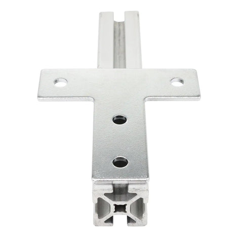Front view of 10 Piece Set 1 Inch By 1 Inch T Slot Corner Bracket for 1010 Aluminum Extrusions with four-hole plate.