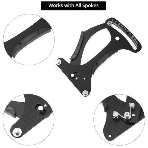 High Precision Aluminum Bicycle Spoke Tension Meter Tool For MTB And Road Bikes with easy readout, black design, details view