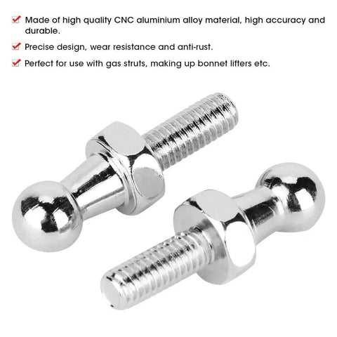 Two Pack CNC Aluminum Ball Stud Bolt 8mm Ball Stud For Gas Struts Bonnet Lifters Beefed Up Wear Resistant Stable Performance M6 Thread